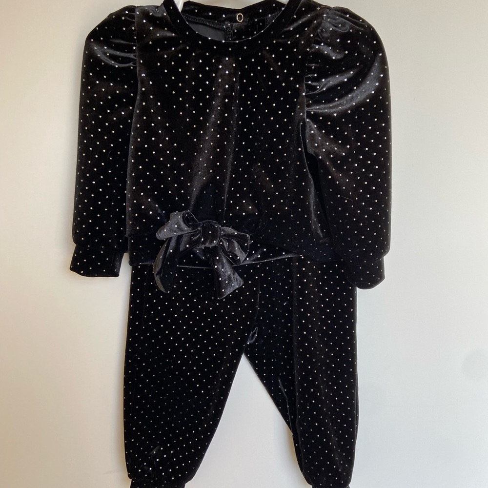“Habitual Kid” two piece velour outfit with tiny diamonds